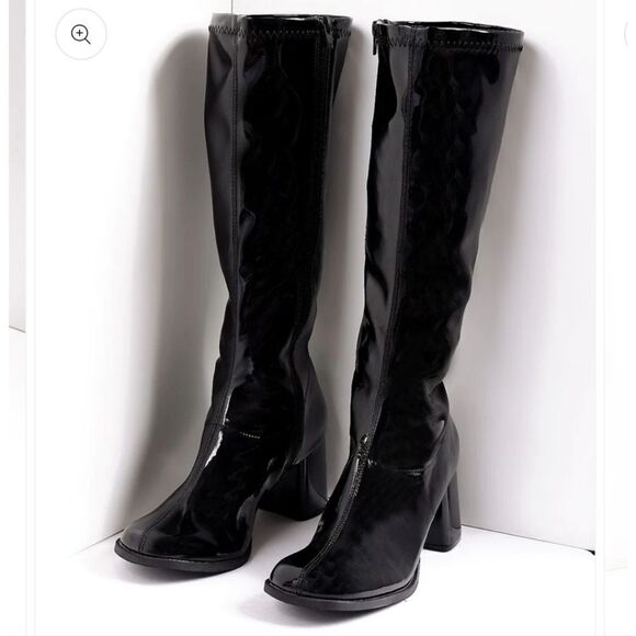 Unique Vintage Boots Women's Black Go Go Dancer Mod 70s Hippie Knee Hi C… - Picture 4 of 5